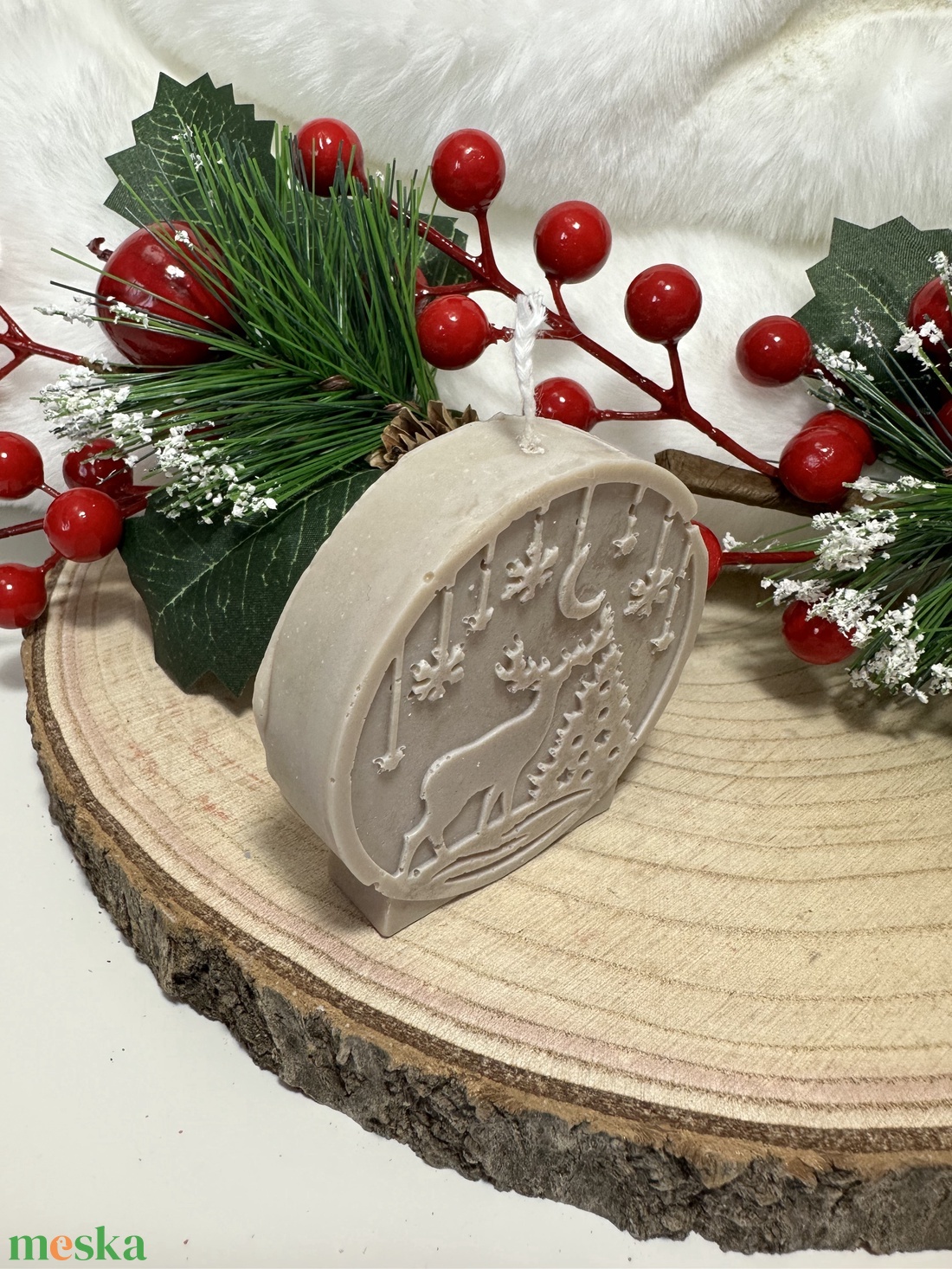 Karácsonyi Szarvasos Szójaviasz Gyertya - Barna - otthon & életmód - gyertya, illat, aroma - gyertya - Meska.hu