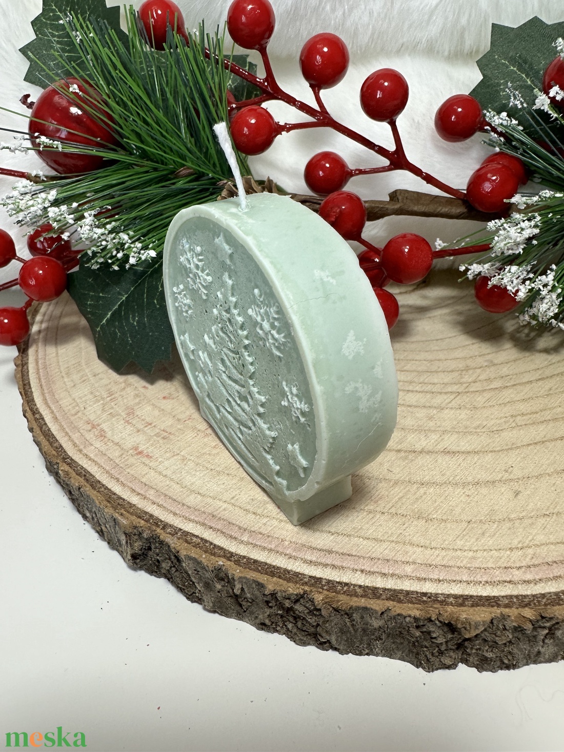 Karácsonyi Szójaviasz Gyertya - Zöld - otthon & életmód - gyertya, illat, aroma - gyertya - Meska.hu