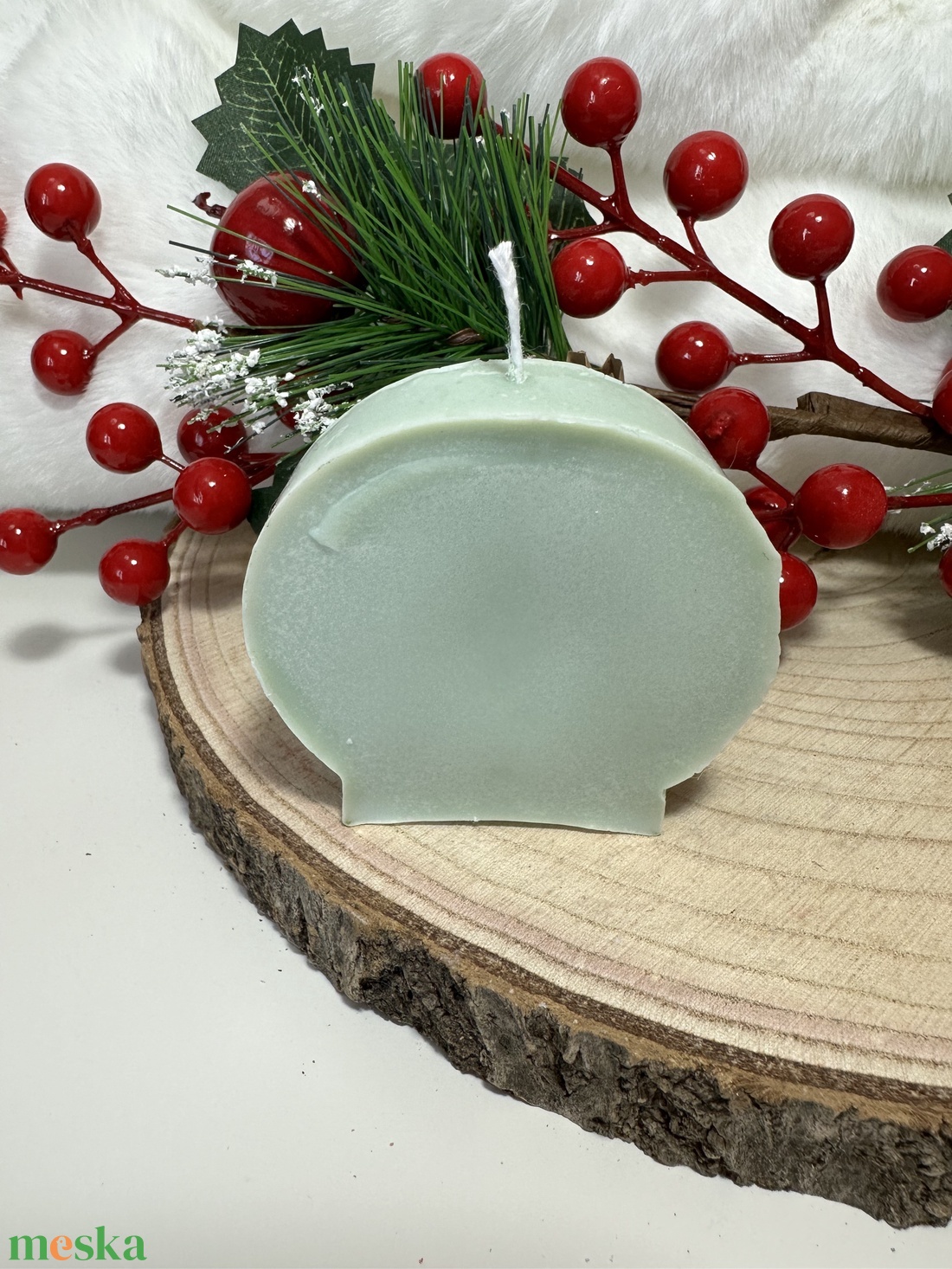 Karácsonyi Szójaviasz Gyertya - Zöld - otthon & életmód - gyertya, illat, aroma - gyertya - Meska.hu