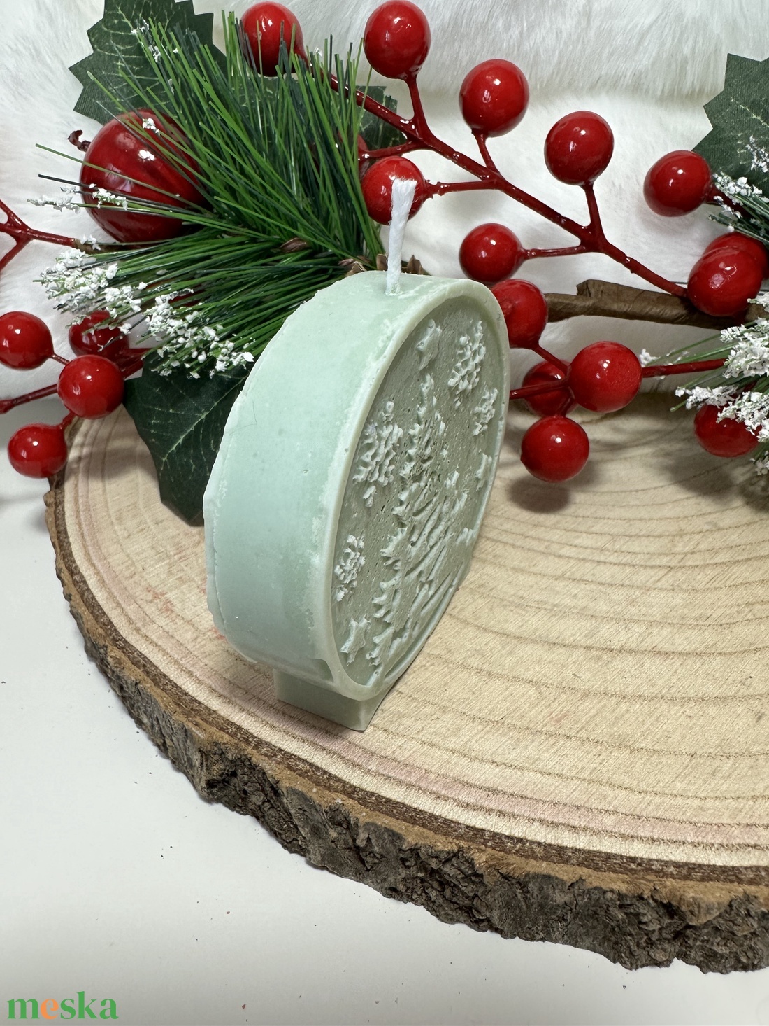 Karácsonyi Szójaviasz Gyertya - Zöld - otthon & életmód - gyertya, illat, aroma - gyertya - Meska.hu