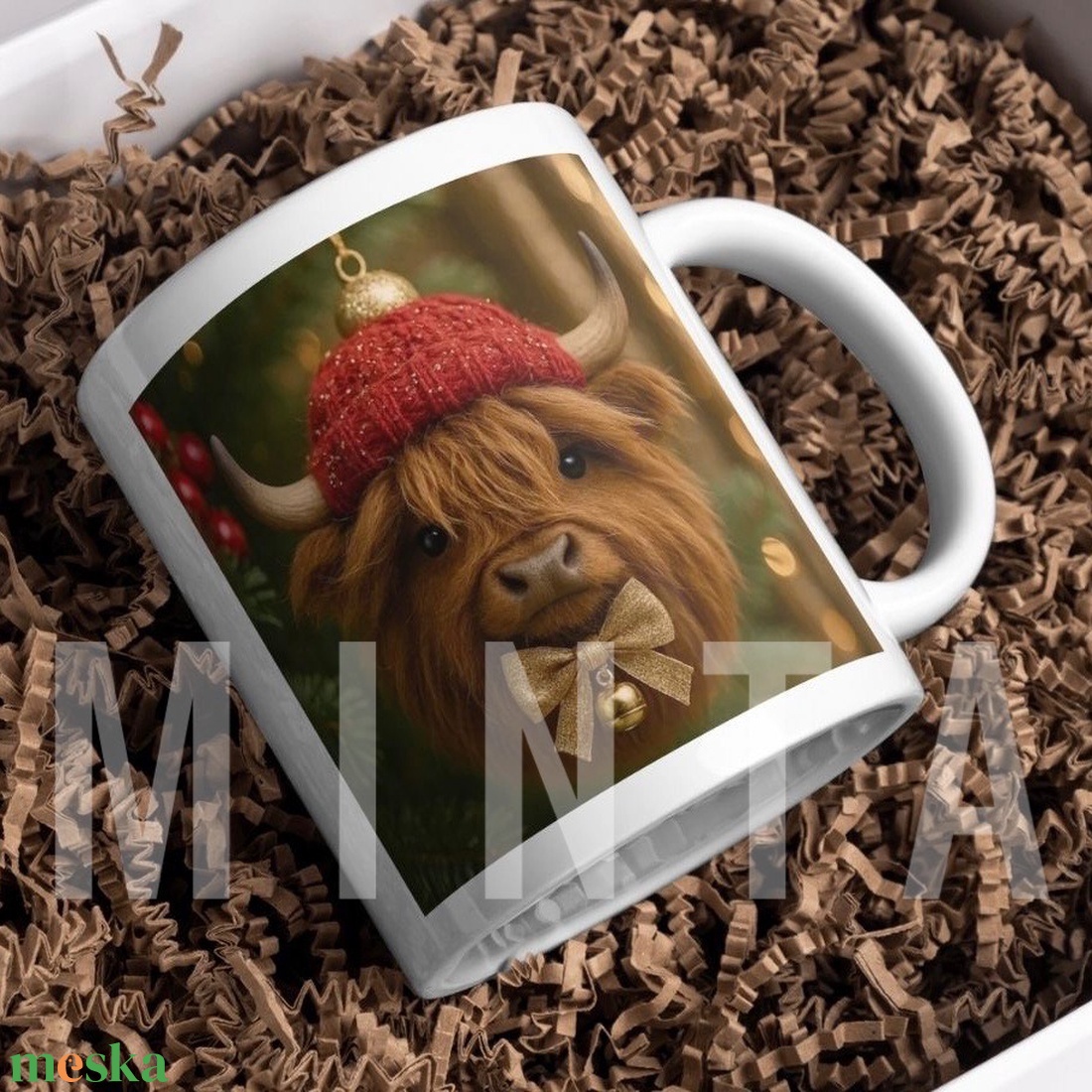 Karácsonyi bögre - Skót felföldi marha - otthon & életmód - konyhafelszerelés, tálalás - tálalás - bögre & csésze - Meska.hu