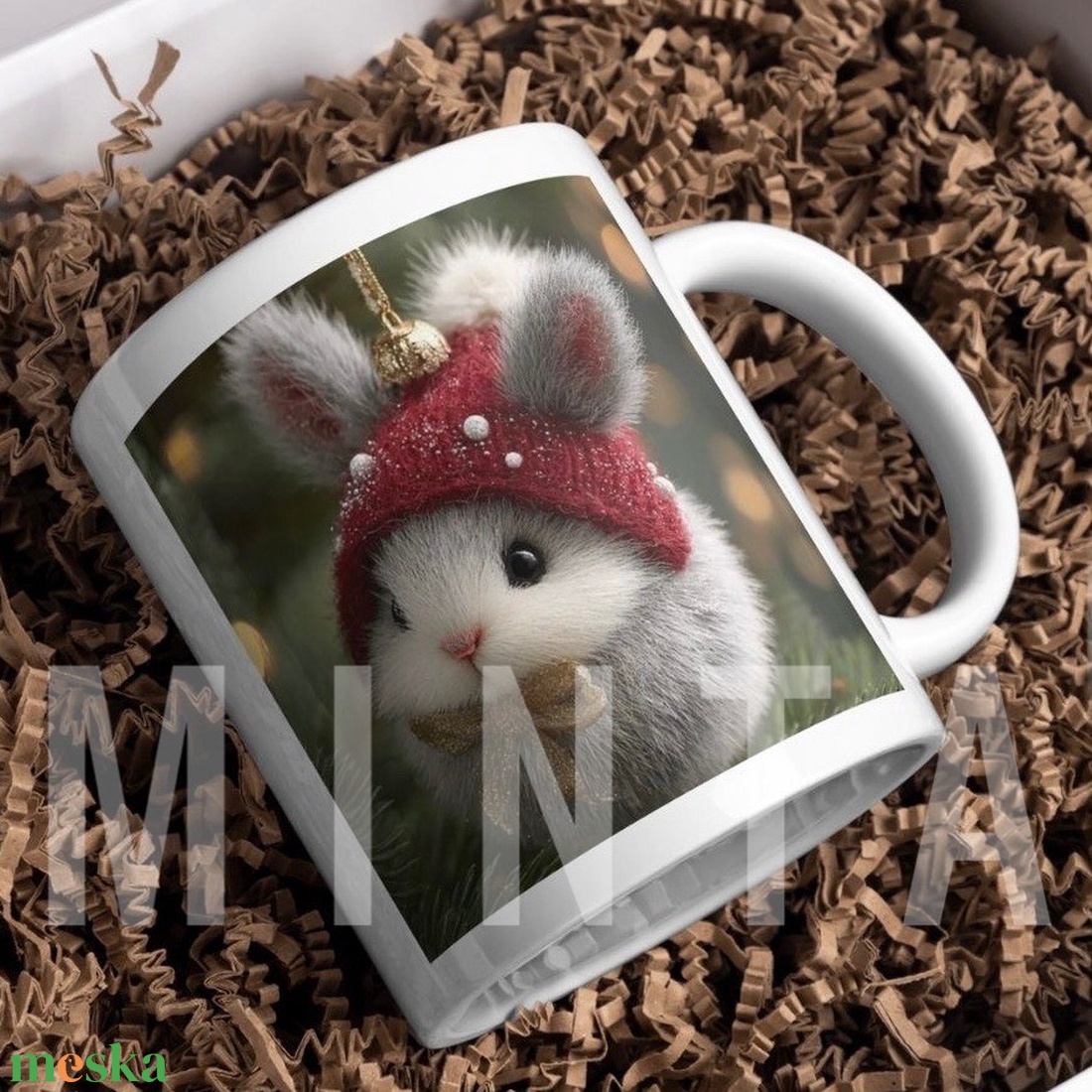 Karácsonyi bögre - Nyuszis - otthon & életmód - konyhafelszerelés, tálalás - tálalás - bögre & csésze - Meska.hu