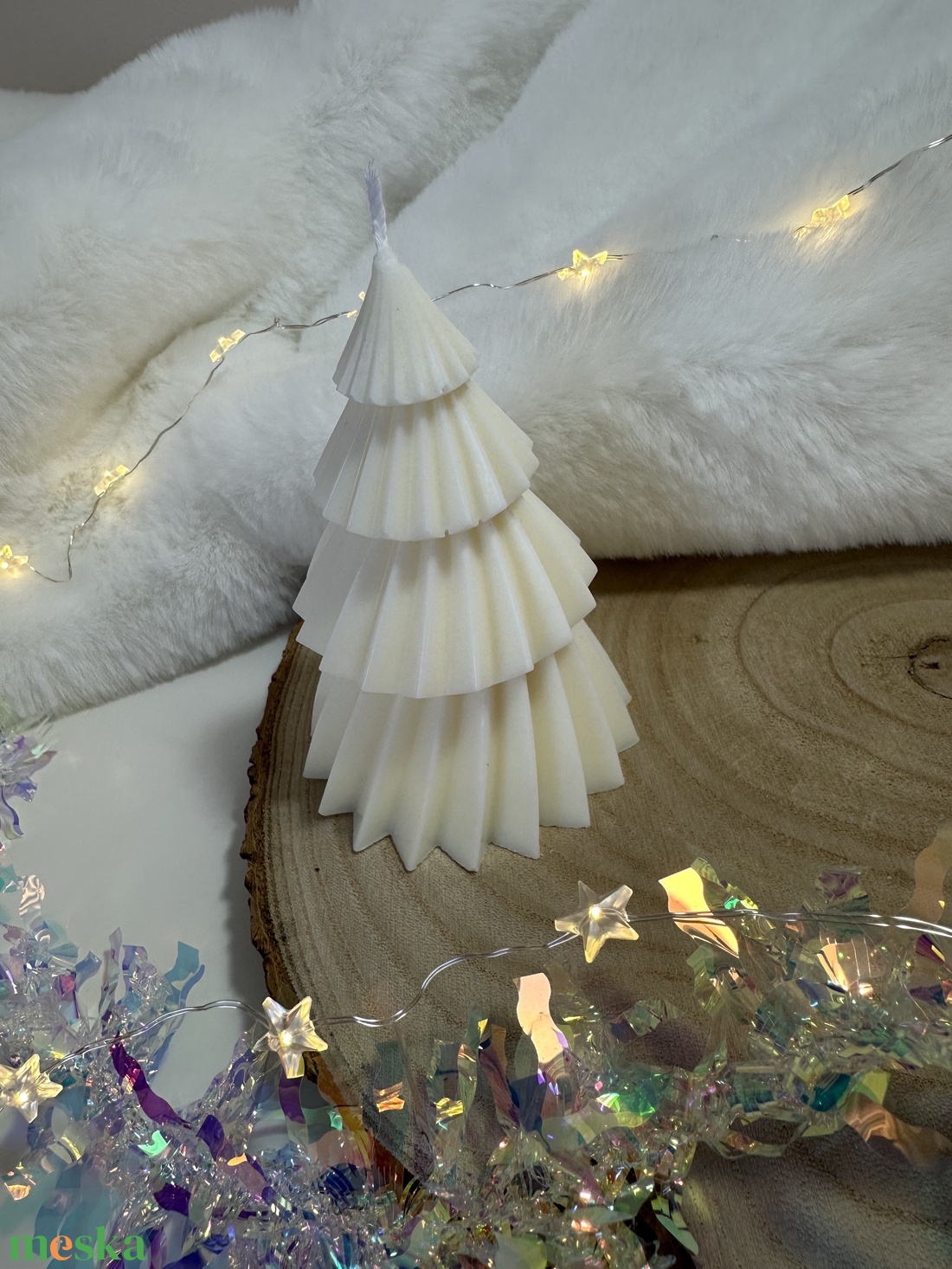 Csavart Karácsonyfa Gyertya - Fehér - otthon & életmód - gyertya, illat, aroma - gyertya - Meska.hu