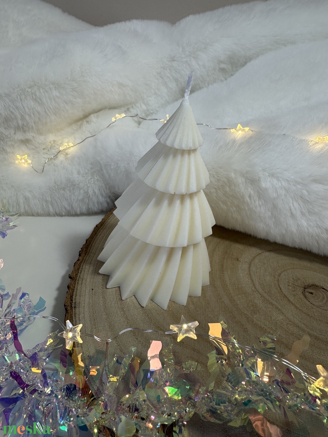 Csavart Karácsonyfa Gyertya - Fehér - otthon & életmód - gyertya, illat, aroma - gyertya - Meska.hu