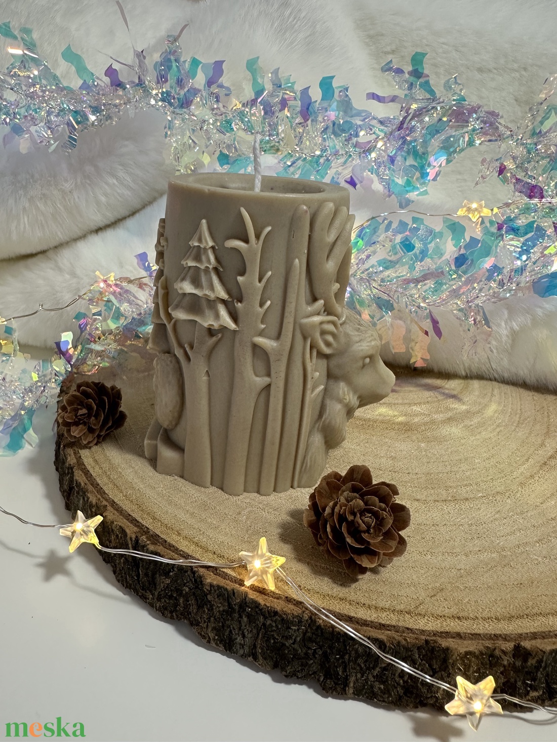 Szarvasos Szójaviasz Henger Gyertya - Barna - otthon & életmód - gyertya, illat, aroma - gyertya - Meska.hu