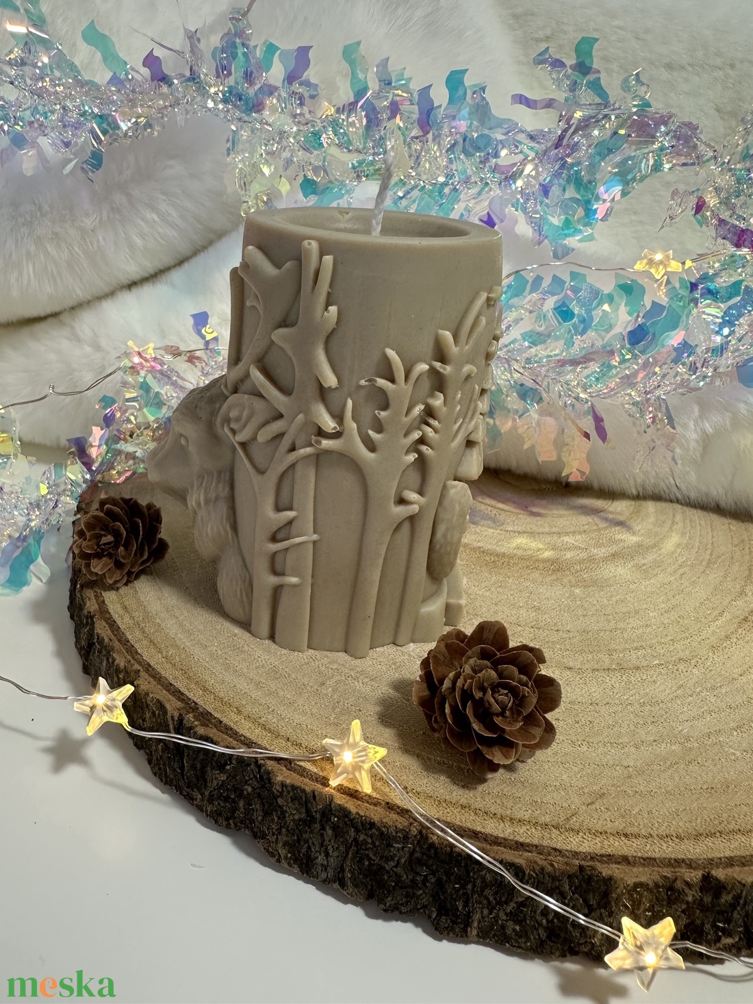 Szarvasos Szójaviasz Henger Gyertya - Barna - otthon & életmód - gyertya, illat, aroma - gyertya - Meska.hu