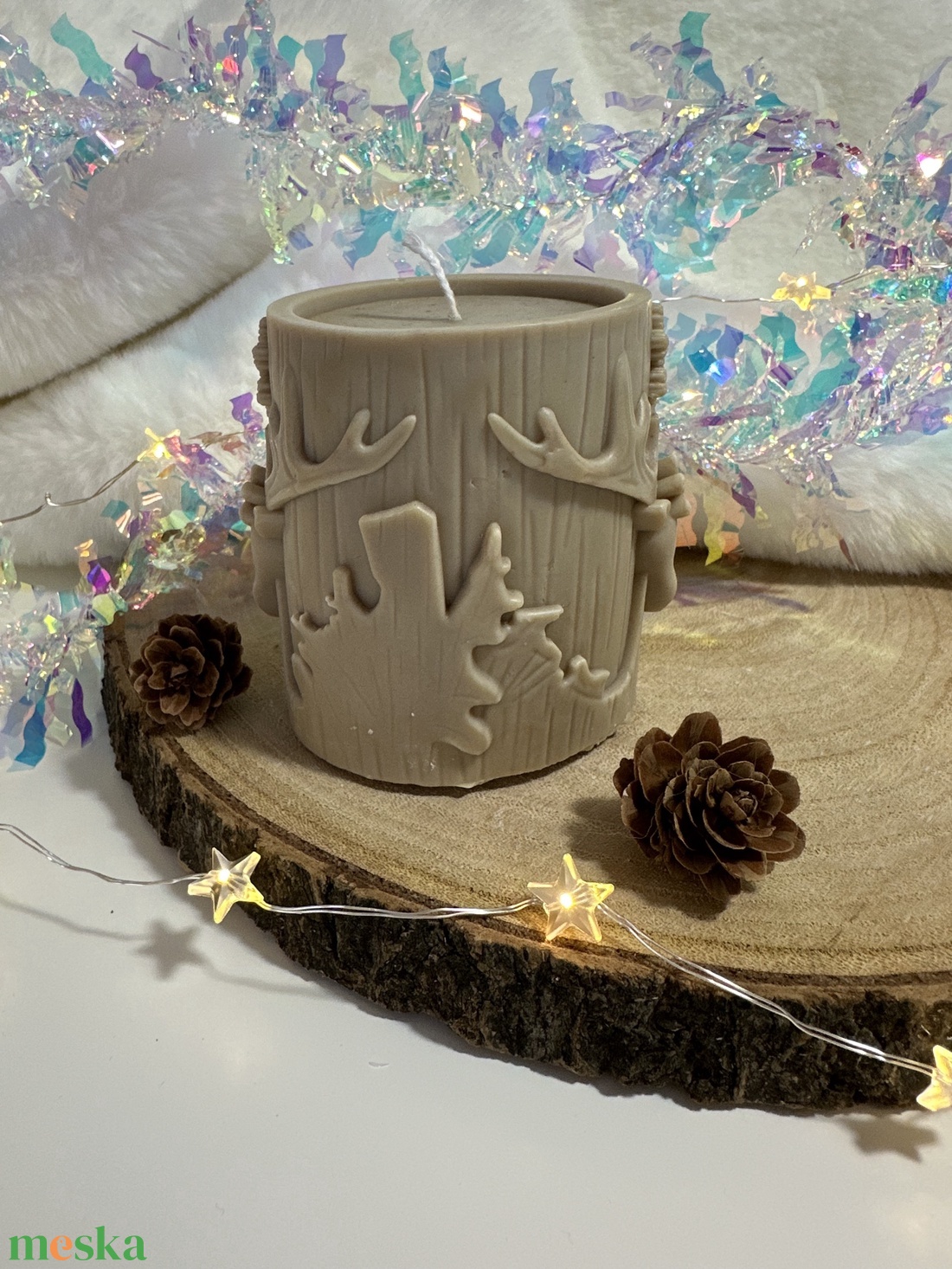 Szarvasos Szójaviasz Henger Gyertya - Barna - otthon & életmód - gyertya, illat, aroma - gyertya - Meska.hu