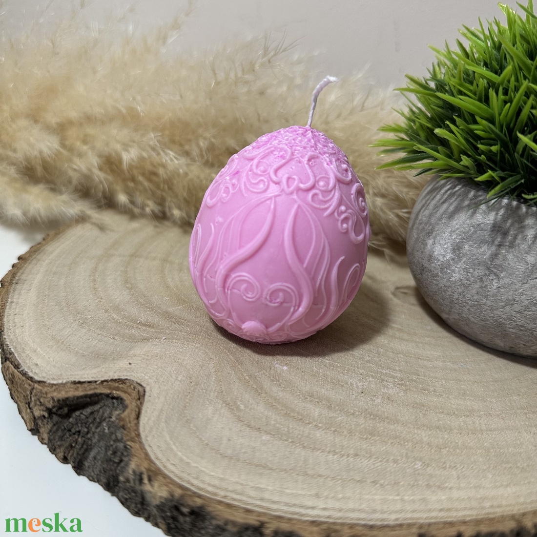 Húsvéti Nyuszis Tojás Henger Gyertya - Rózsaszín - otthon & életmód - gyertya, illat, aroma - gyertya - Meska.hu