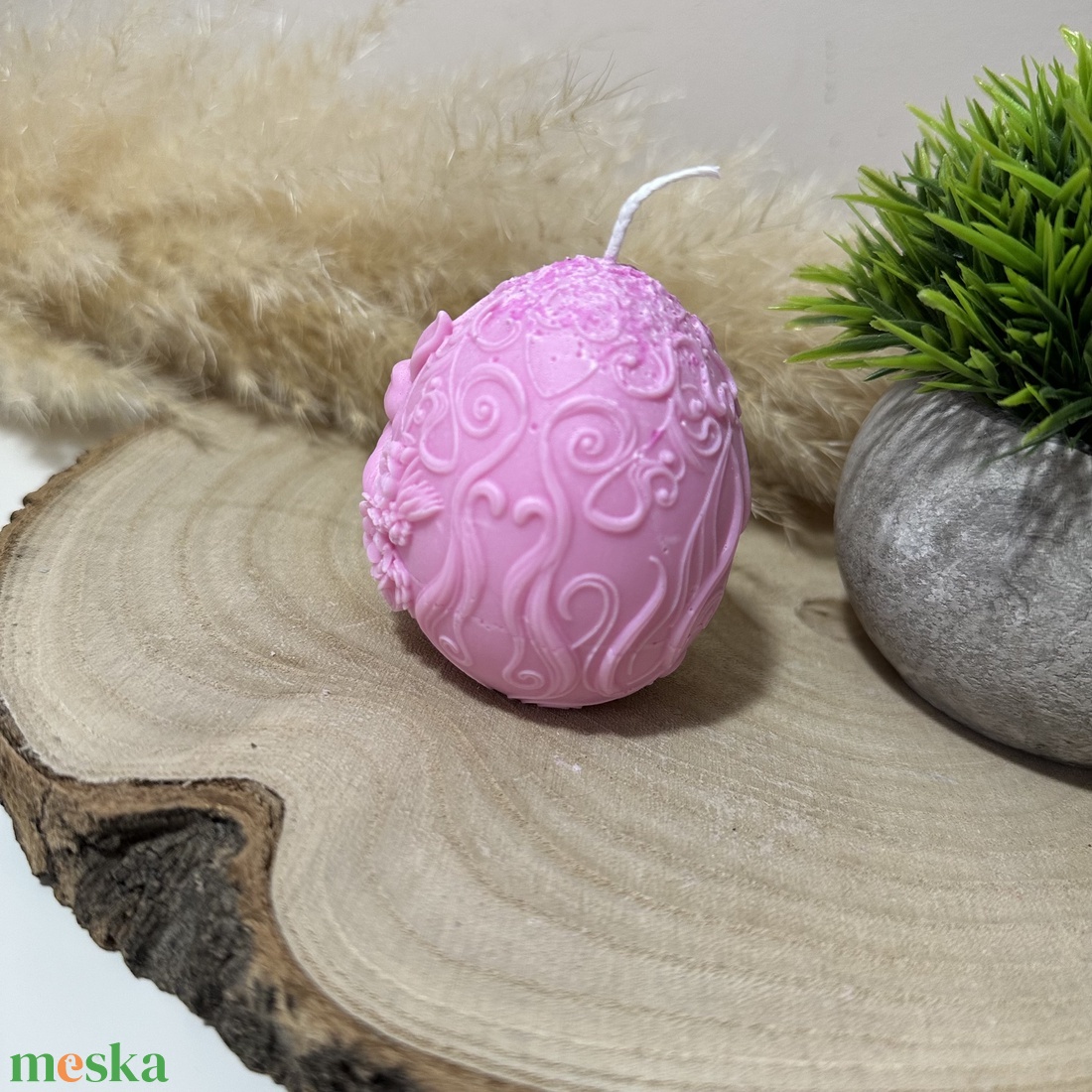 Húsvéti Nyuszis Tojás Henger Gyertya - Rózsaszín - otthon & életmód - gyertya, illat, aroma - gyertya - Meska.hu