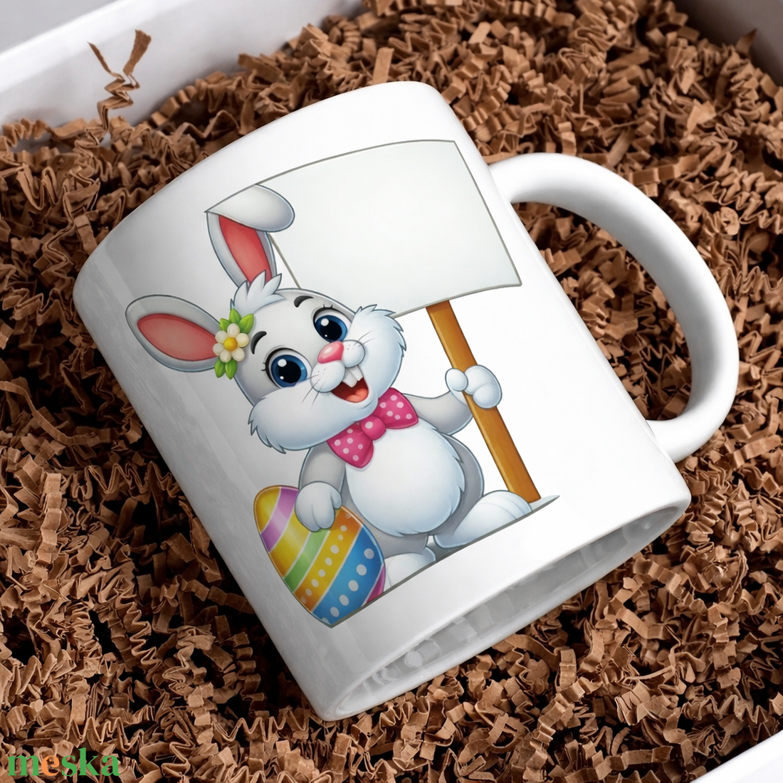 Egyedi névvel ellátott húsvéti nyuszis bögre - otthon & életmód - konyhafelszerelés, tálalás - tálalás - bögre & csésze - Meska.hu
