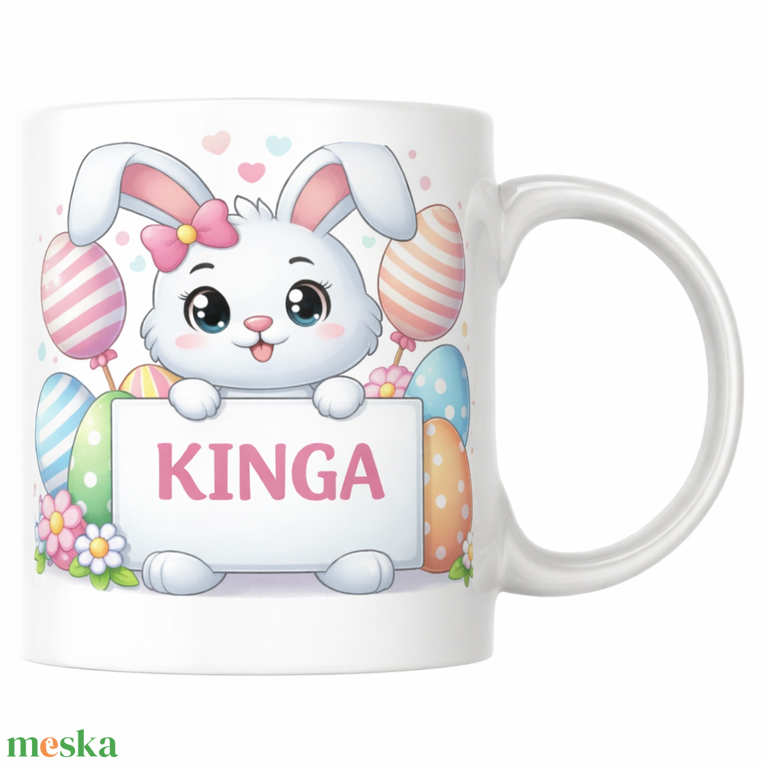 Egyedi névvel ellátott húsvéti nyuszis bögre - otthon & életmód - konyhafelszerelés, tálalás - tálalás - bögre & csésze - Meska.hu