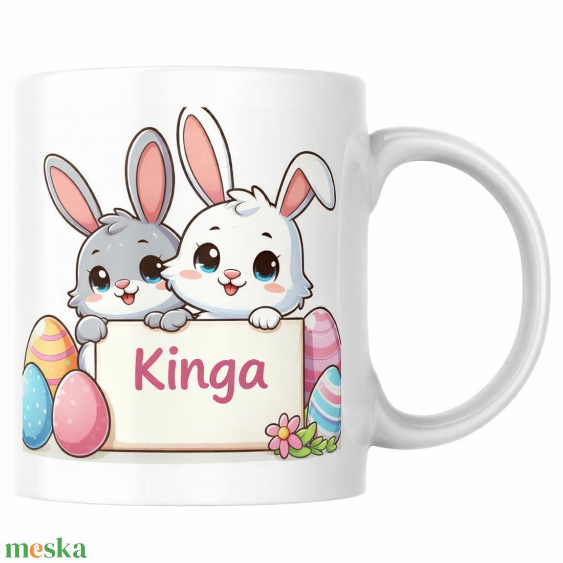 Egyedi névvel ellátott húsvéti nyuszis bögre - otthon & életmód - konyhafelszerelés, tálalás - tálalás - bögre & csésze - Meska.hu