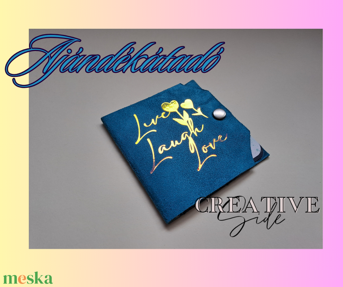 Különleges formatervezett Műbőr borítású Ajándékátadó- Live, Laugh,Love - esküvő - emlék & ajándék - nászajándék - esküvői pénzátadó boríték, kártya - Meska.hu
