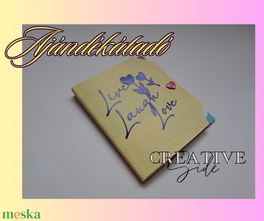 Különleges formatervezett Műbőr borítású Ajándékátadó- napsárga Live, Laugh,Love - esküvő - emlék & ajándék - nászajándék - esküvői pénzátadó boríték, kártya - Meska.hu Különleges formatervezett Műbőr borítású Ajándékátadó- napsárga Live, Laugh,Love - esküvő - emlék & ajándék - nászajándék - esküvői pénzátadó boríték, kártya - Meska.hu