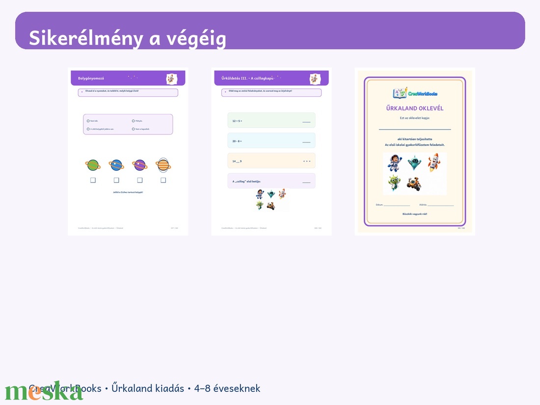 Az első iskolai gyakorlófüzetem, munkafüzetem � Űrkaland - játék & sport - készségfejlesztő és logikai játék - logikai játékok - Meska.hu