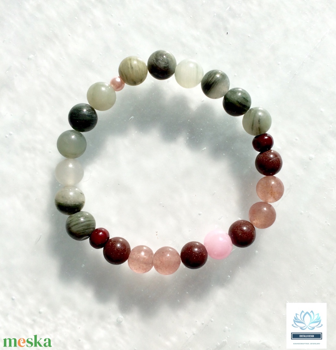 SZERELEM pink eperkvarc és moha achat női karkötő Pulseiras reszere - ékszer - karkötő - bogyós karkötő - Meska.hu