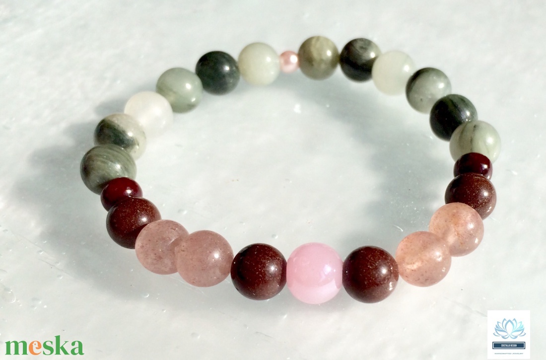 SZERELEM pink eperkvarc és moha achat női karkötő Pulseiras reszere - ékszer - karkötő - bogyós karkötő - Meska.hu