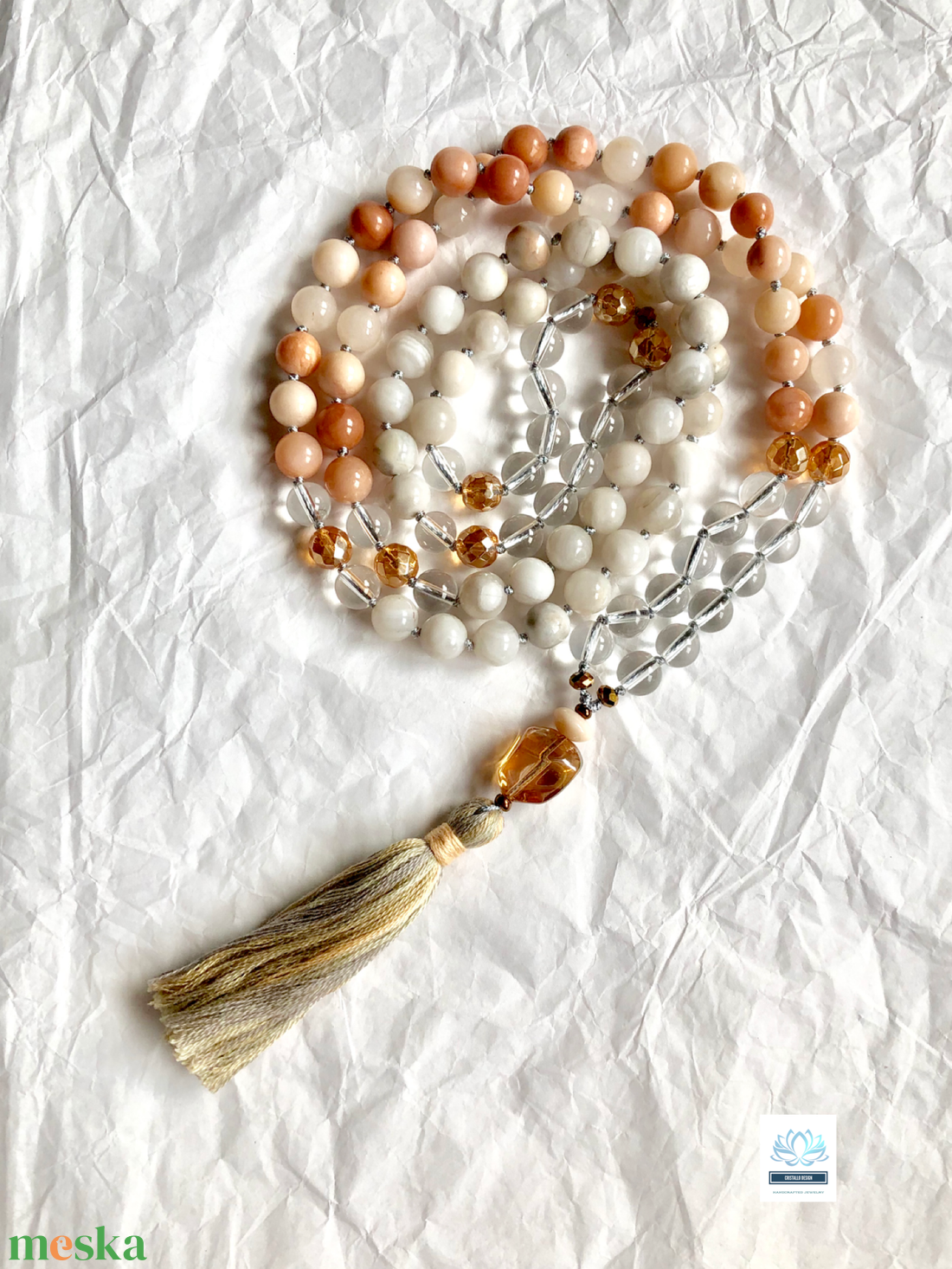 Aventurin és achát ásvány nyaklánc - ékszer - nyaklánc - bogyós nyaklánc - Meska.hu