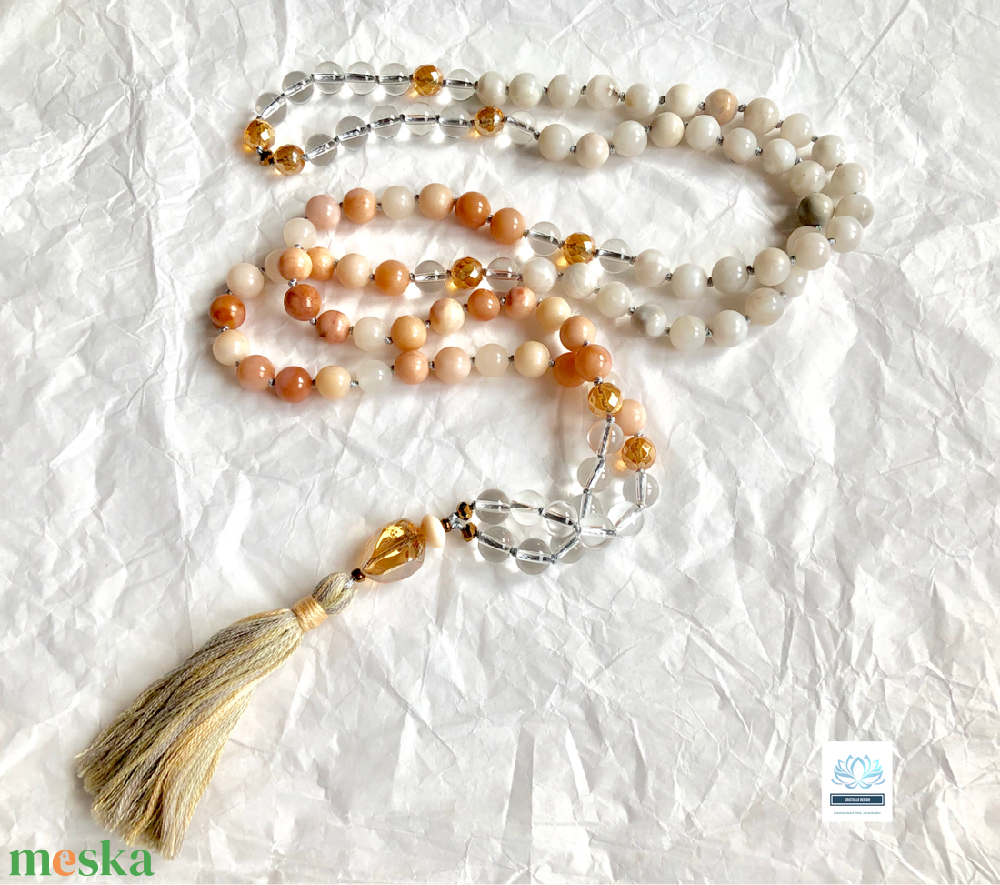 Aventurin és achát ásvány nyaklánc - ékszer - nyaklánc - bogyós nyaklánc - Meska.hu