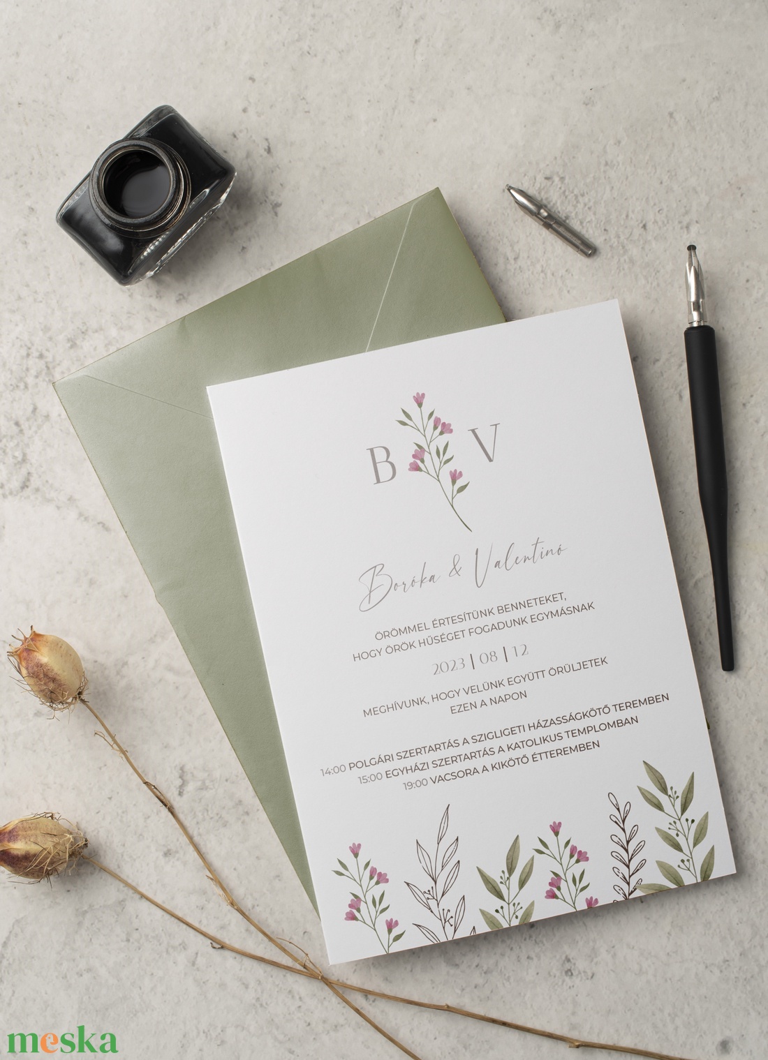 Esküvői logózott címke, Boróka - esküvő - meghívó & kártya - meghívó - Meska.hu