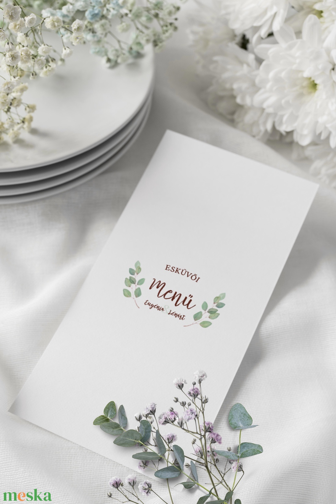 Eukaliptusz Esküvői Menükártya  - esküvő - meghívó & kártya - menü - Meska.hu
