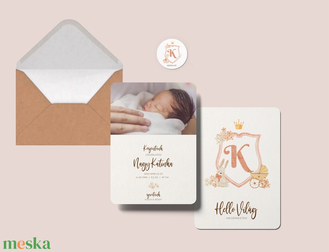 Megérkeztem babaposzter kislányoknak, megszülettem, keresztelő ajándék, újszülött ajándék babaszobába, baba címer - otthon & életmód - babaszoba, gyerekszoba - babaszoba kép - Meska.hu