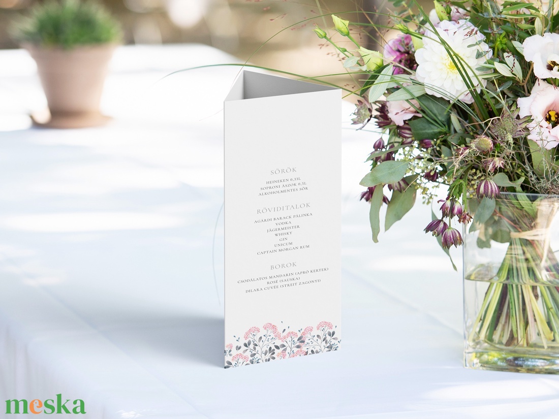Soulmate esküvői asztalszám menü- és itallap, háromszög asztali display - esküvő - meghívó & kártya - menü - Meska.hu