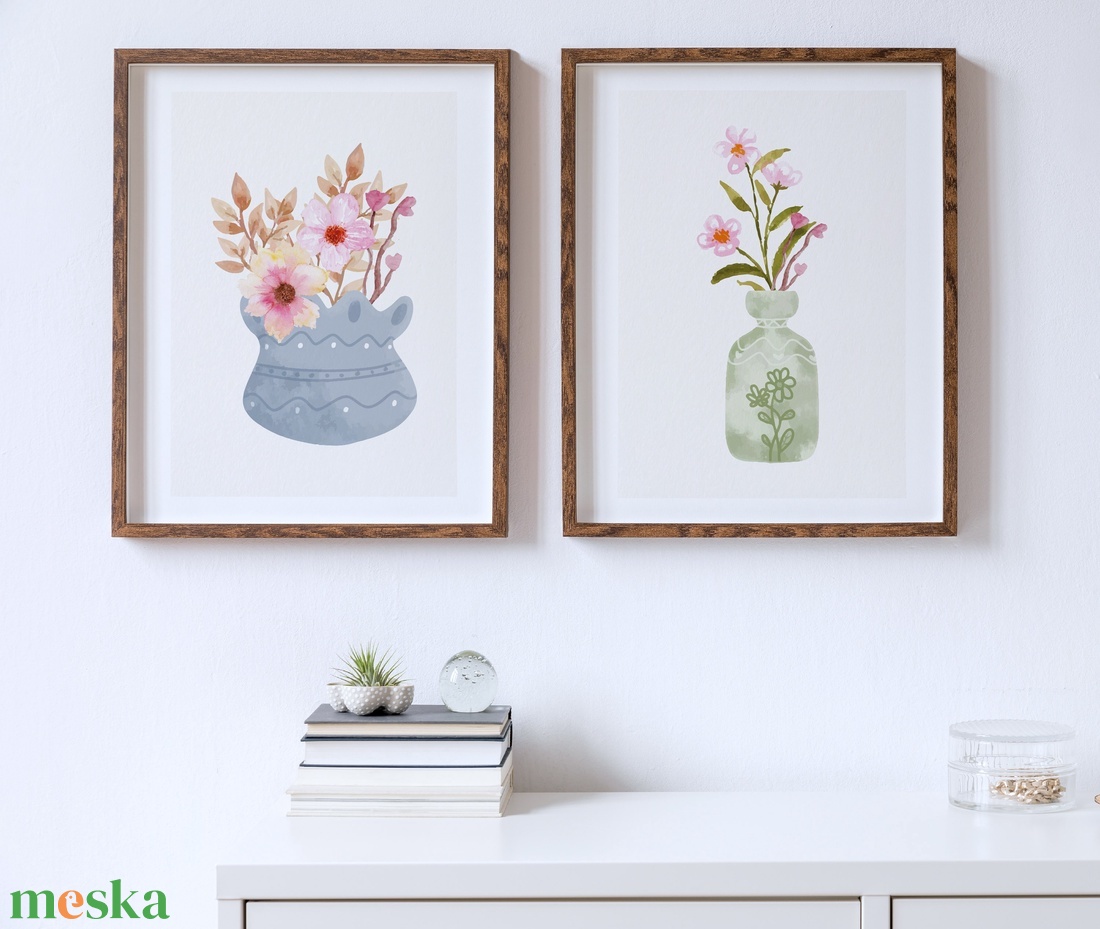 Virágos akvarell kép, vintage fali dekoráció - otthon & lakás - dekoráció - kép & falikép - poszter - Meska.hu