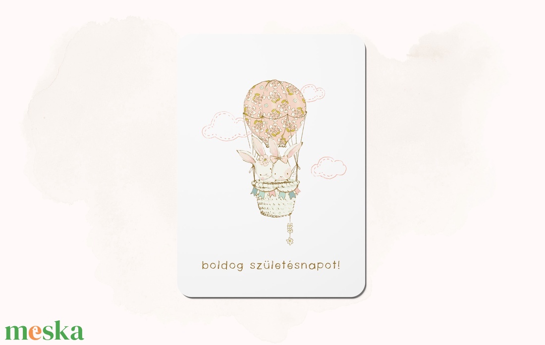 Boldog születésnapot nyuszis képeslap - otthon & életmód - papír, írószer - ajándékozás kellékei - képeslap, üdvözlőlap - Meska.hu