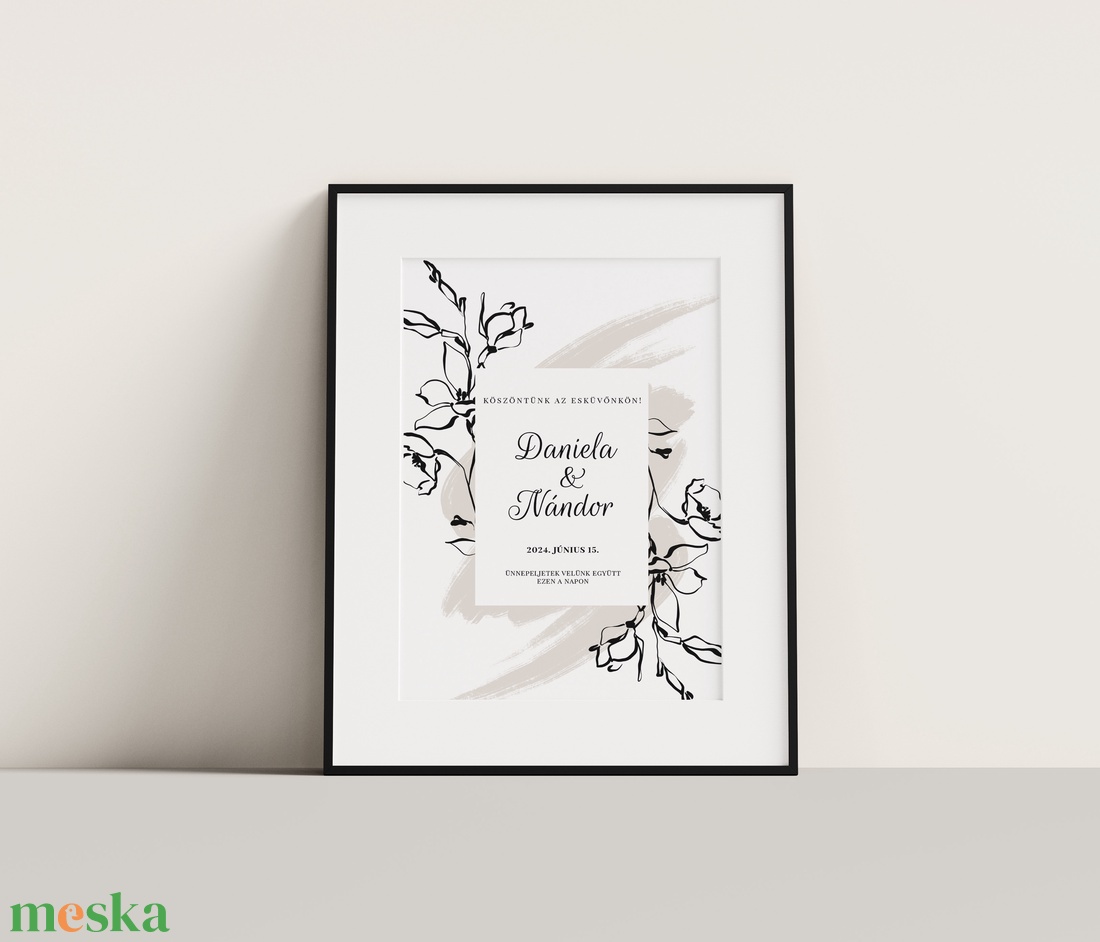 Ink esküvői üdvözlő tábla, vendég köszöntő, vendégváró poszter, pasztell virágos - esküvő - dekoráció - tábla & jelzés - Meska.hu