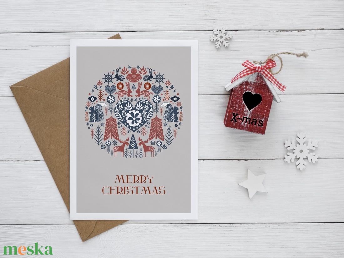 Karácsonyi képeslap, ünnepi üdvözlőlap, ornament - karácsony - karácsonyi ajándékozás - karácsonyi képeslap, üdvözlőlap, ajándékkísérő - Meska.hu