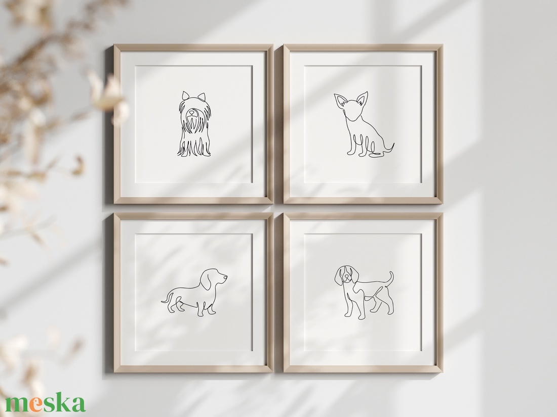 Bulldog kutya művészi kisállat kép, kutya portré, vonalrajz - otthon & életmód - dekoráció - kép & falikép - poszter - Meska.hu