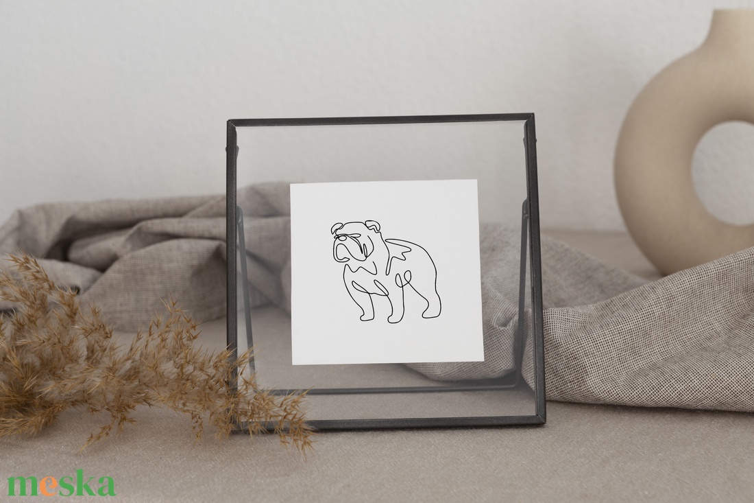 Bulldog kutya művészi kisállat kép, kutya portré, vonalrajz - otthon & életmód - dekoráció - kép & falikép - poszter - Meska.hu