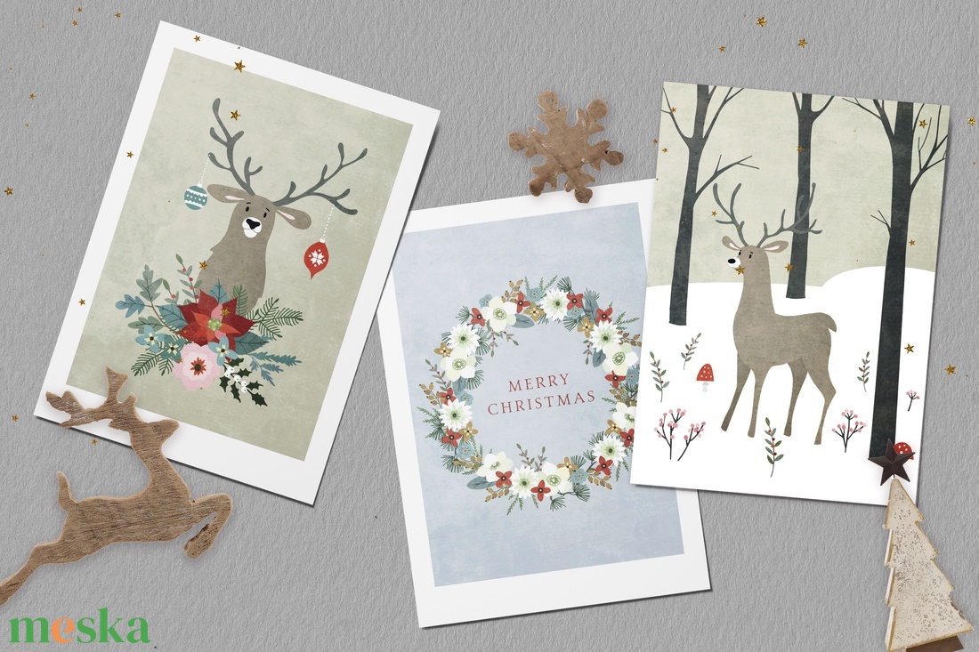 Karácsonyi képeslap, ünnepi üdvözlőlap, nyuszis téli kártya - karácsony - karácsonyi ajándékozás - karácsonyi képeslap, üdvözlőlap, ajándékkísérő - Meska.hu