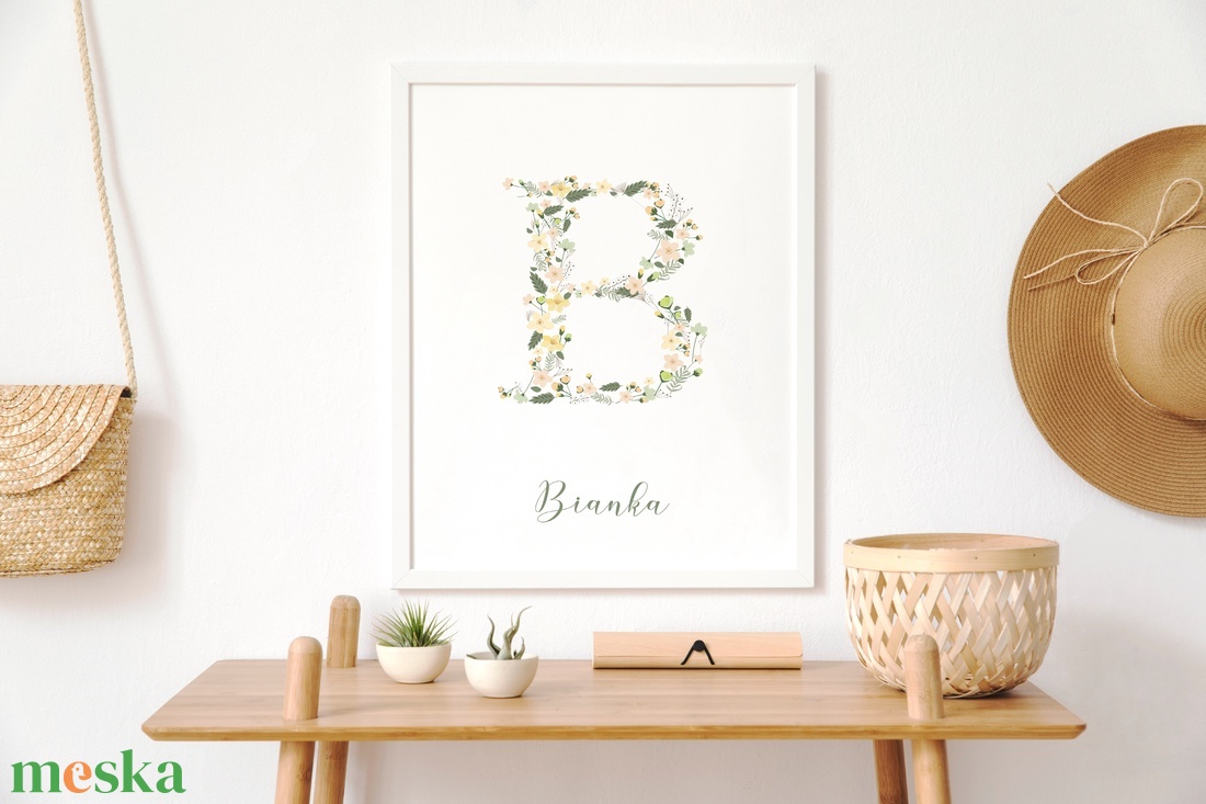 B betű, monogram, névnapi kép, gyerekszoba kép, babaszoba dekoráció, falikép, névre szóló - otthon & életmód - dekoráció - fali és függő dekoráció - betű & név - Meska.hu