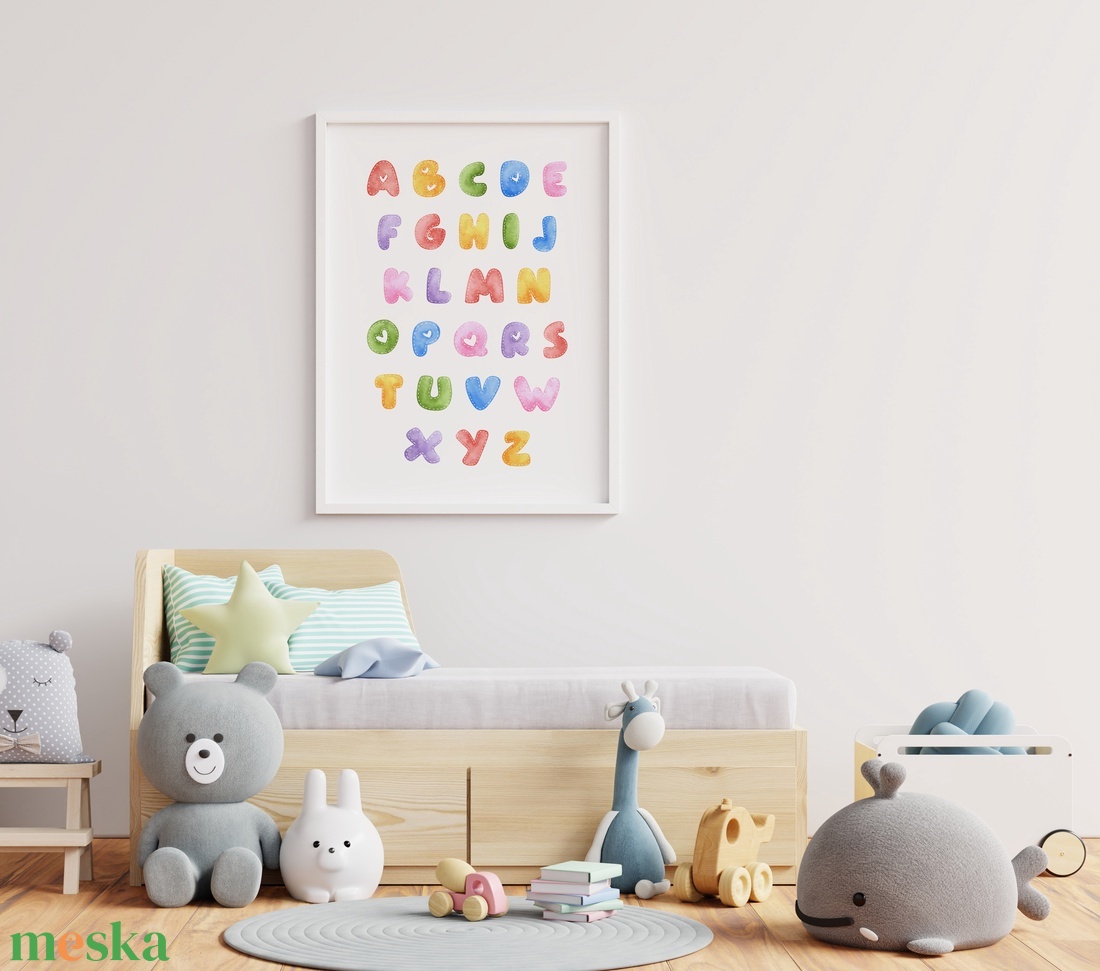 ABC poszter gyerekszobába, vidám gyermekszoba dekoráció, montessori falikép - otthon & lakás - babaszoba, gyerekszoba - babaszoba kép - Meska.hu