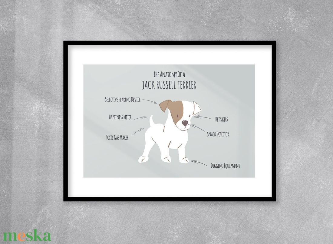Jack Russell terrier anatómiája poszter, vicces kutyás falikép, dekoráció - otthon & életmód - dekoráció - kép & falikép - poszter - Meska.hu