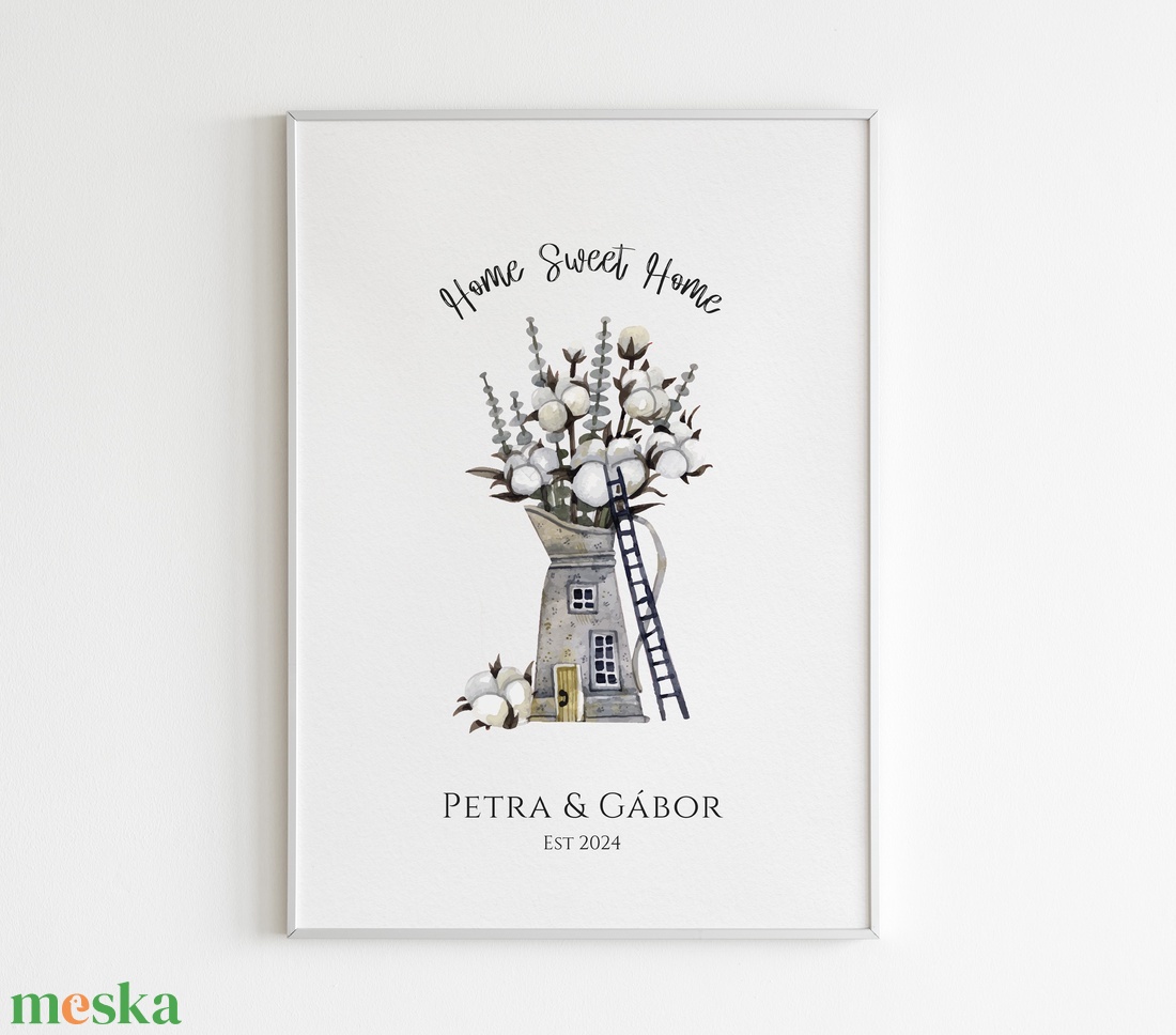 Személyre szóló házavató, lakásavató kép, nászajándék, névre szoló páros ajándék, home sweet home, évforduló - otthon & életmód - dekoráció - kép & falikép - poszter - Meska.hu
