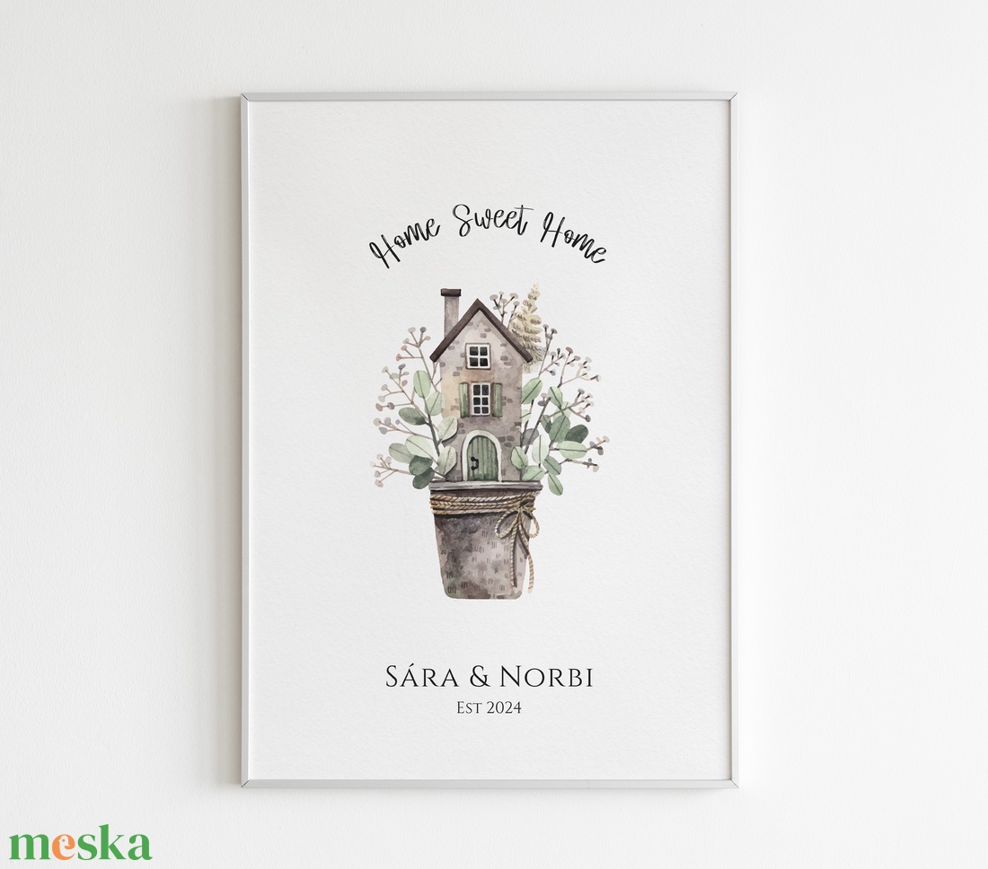 Személyre szóló házavató, lakásavató kép, nászajándék, névre szoló páros ajándék, home sweet home, évforduló - otthon & életmód - dekoráció - kép & falikép - poszter - Meska.hu