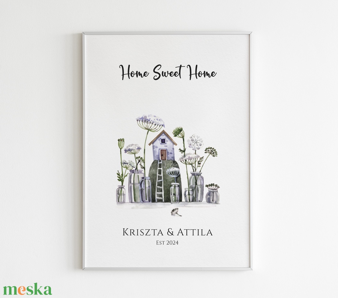 Személyre szóló házavató poszter, lakásavató kép, nászajándék, névre szoló páros, évfordulós ajándék, home sweet home - otthon & életmód - dekoráció - kép & falikép - poszter - Meska.hu