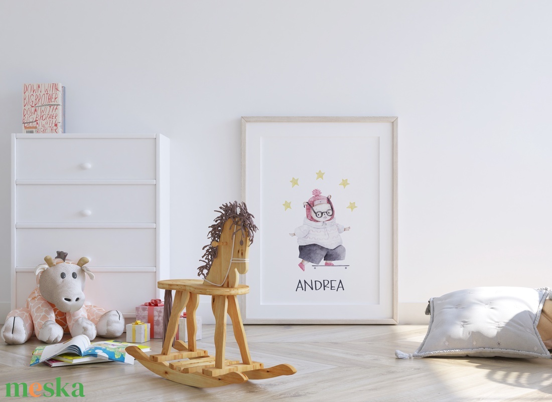 Babaszoba falikép, rollező Teddy Bear mackós poszter, egyedi névre szoló állatos kép szett, 3 db - otthon & életmód - babaszoba, gyerekszoba - babaszoba kép - Meska.hu