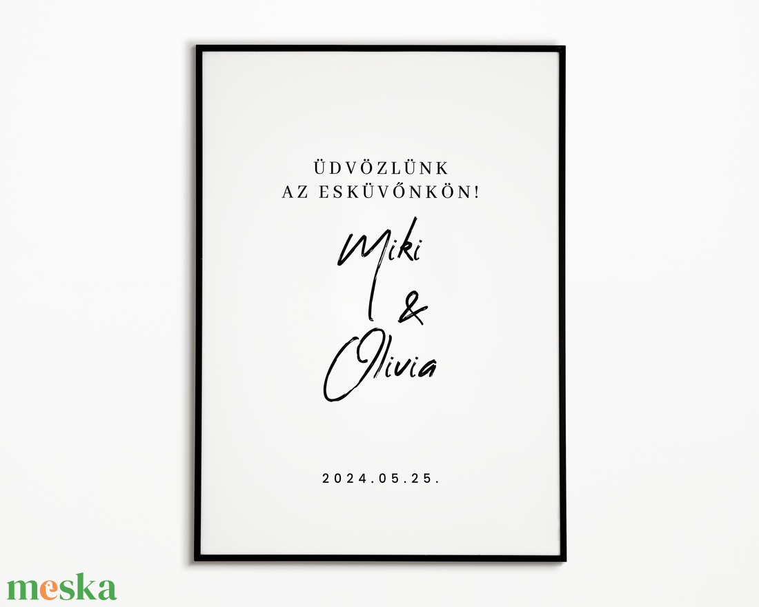 Olivia minimál stílusú esküvői üdvözlő tábla, poszter - esküvő - dekoráció - tábla & jelzés - Meska.hu