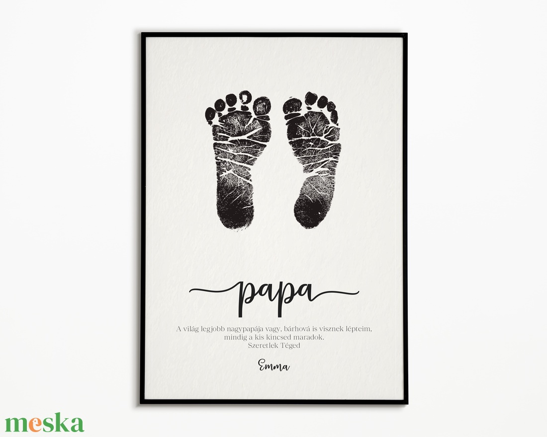Megérkeztem baba poszter, apák napja láblenyomat ajándék, poszter nagypapáknak - otthon & lakás - babaszoba, gyerekszoba - babaszoba kép - Meska.hu