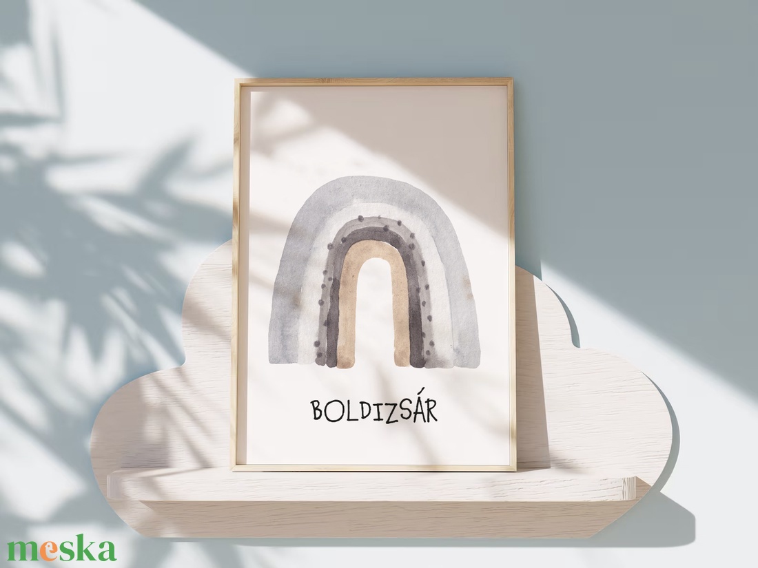 Személyre szoló gyerekszoba kép, babaszoba dekoráció, maci, hold, szivárvány falikép szett 3 db - otthon & életmód - dekoráció - fali és függő dekoráció - betű & név - Meska.hu