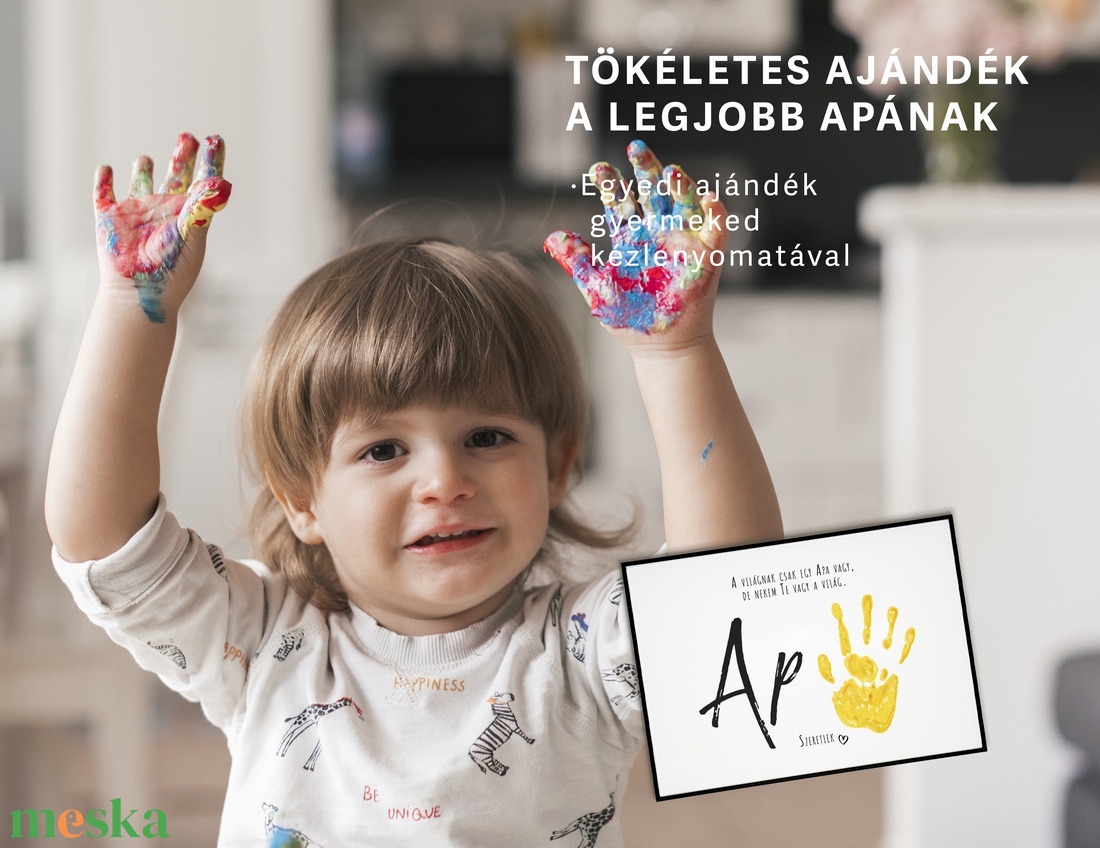 Ajándék apának,  egyedi kézlenyomatos poszter - otthon & életmód - dekoráció - kép & falikép - poszter - Meska.hu