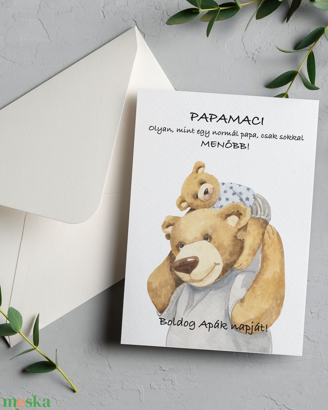 Papamaci Apák napi képeslap, vicces Apák napja ajándék nagypapának, papának, nagyszülőnek, képeslap - otthon & életmód - papír, írószer - ajándékozás kellékei - képeslap, üdvözlőlap - Meska.hu
