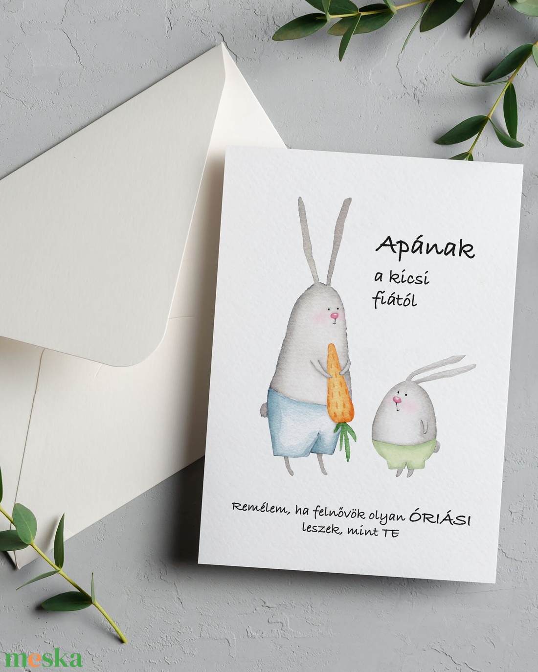 Első Apák napja képeslap, vicces Apák napi nyuszis kártya, képeslap apukáknak - otthon & életmód - papír, írószer - ajándékozás kellékei - képeslap, üdvözlőlap - Meska.hu