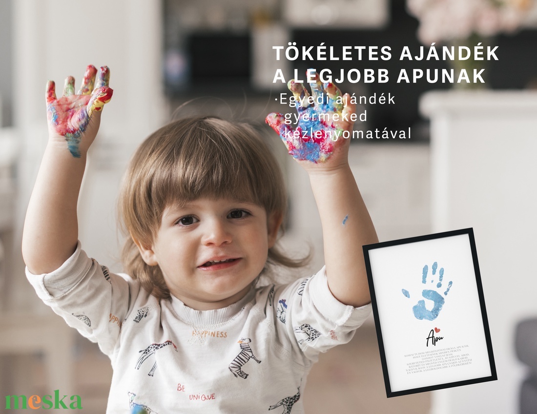 Legjobb apa, egyedi kézlenyomatos ajándék - otthon & életmód - dekoráció - kép & falikép - poszter - Meska.hu