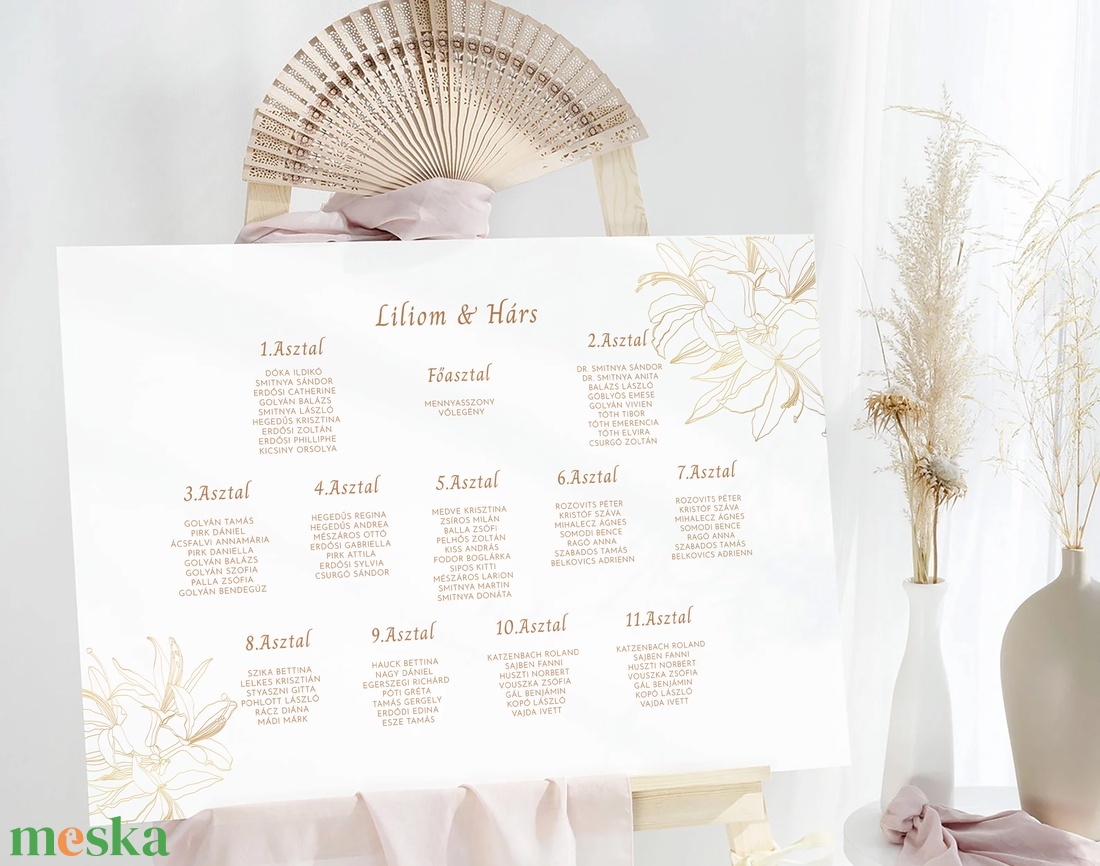 Liliom minimál stílusú esküvői üdvözlő tábla, poszter - esküvő - dekoráció - tábla & jelzés - Meska.hu