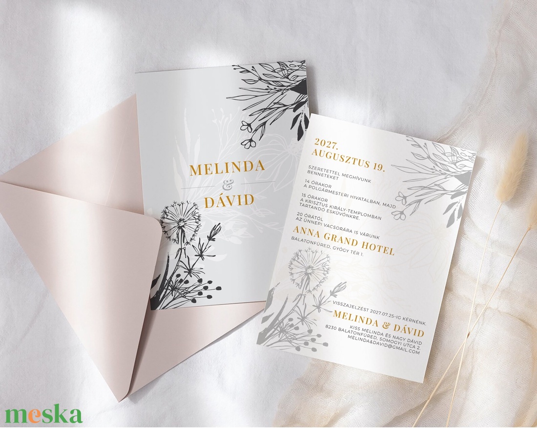 Botanikus esküvői meghívó kártya, - esküvő - meghívó & kártya - meghívó - Meska.hu